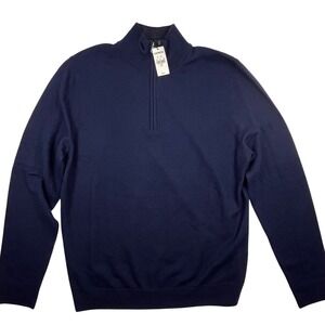 Express Men's Merino Wool 1/4 Zip Pullover Sweater Dark Navy Blue Size Large NWT